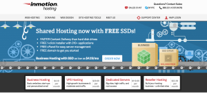 inMotion hosting review + homepage