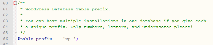 wp database prefix