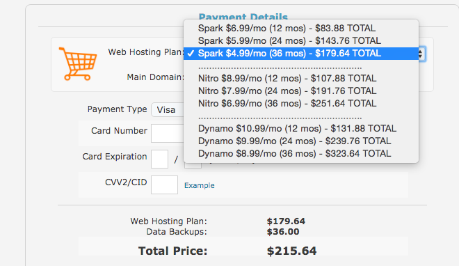 Web Hosting Hub Pricing Details