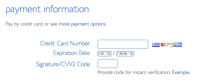 payment information