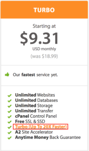 a2 hosting turbo