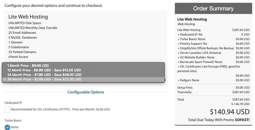 A2 Hosting Introductory Pricing