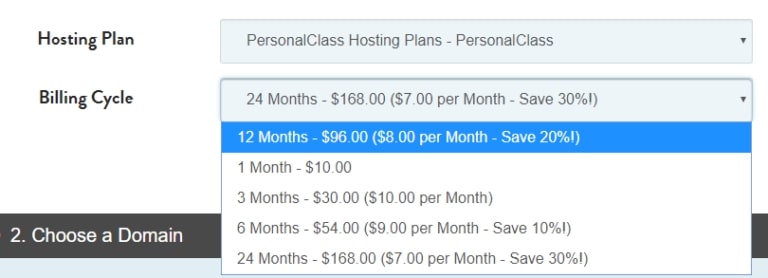 Arvixe pricing plan details