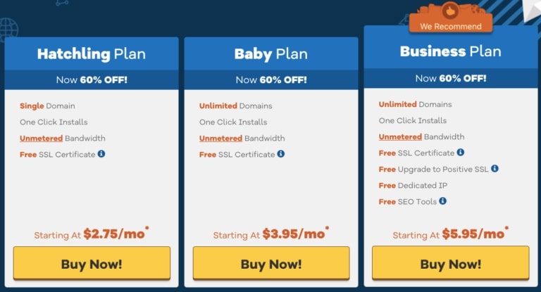 Hostgator Price Chart