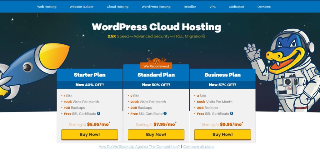 HostGator WordPress Cloud homepage