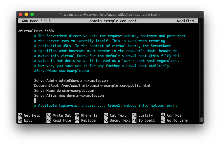 adding domain config to Apache