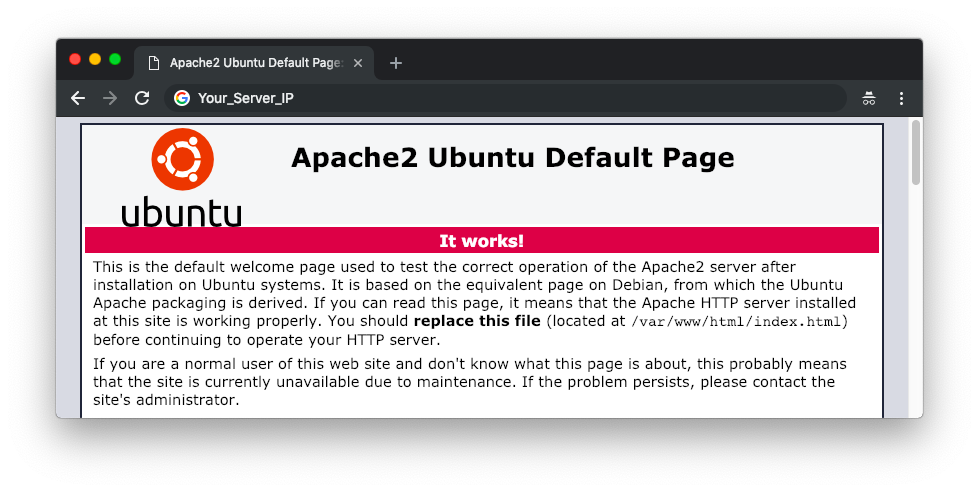 default Apache2 page