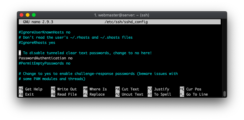 disabling password authentication in sshd config