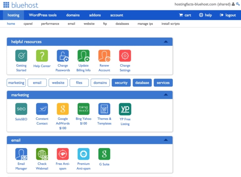 Bluehost cPanel