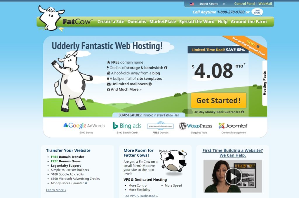 fatcow hosting homepage