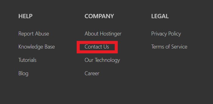 contact us hostinger