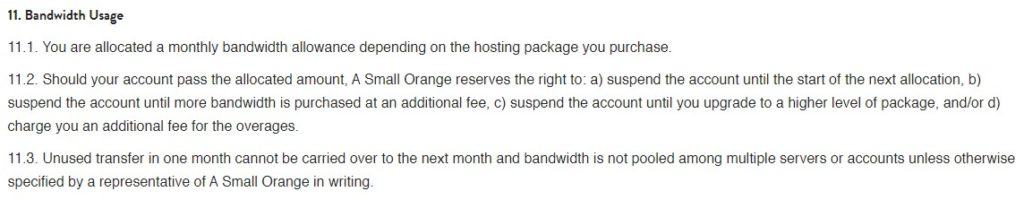 ASmallOrange bandwidth usage terms