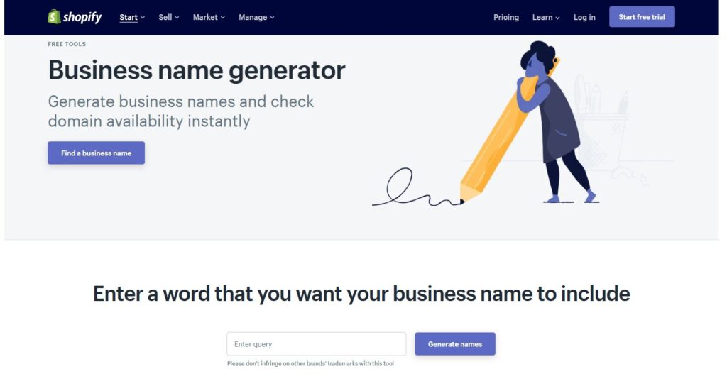 Shopify business name generator