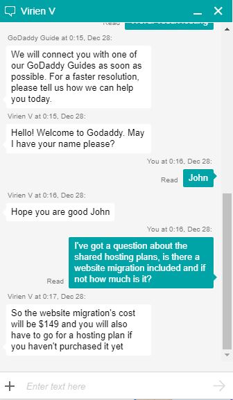 godaddy live chat support india