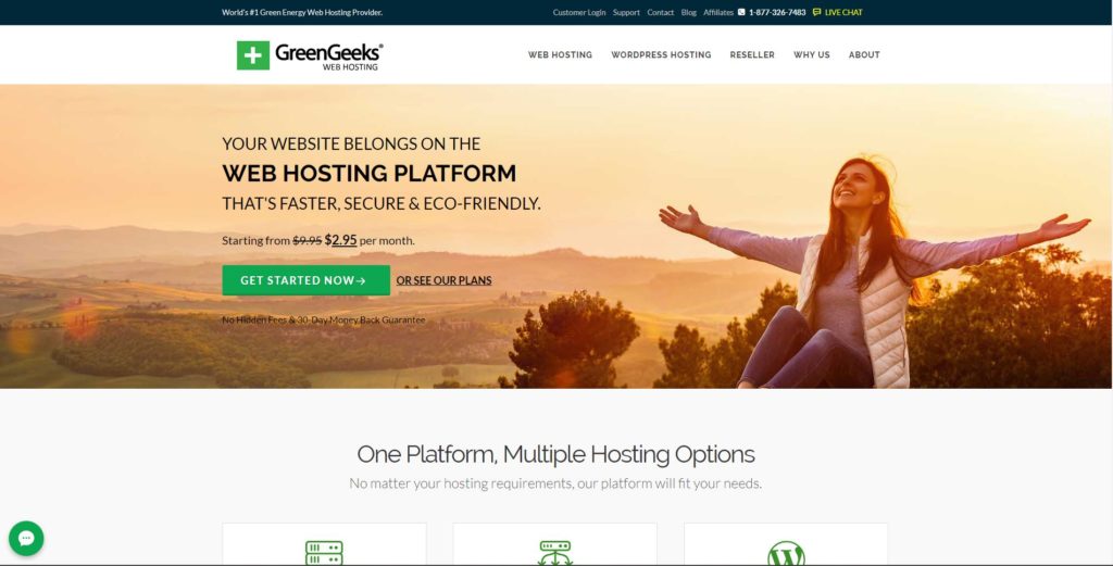 GreenGeeks homepage