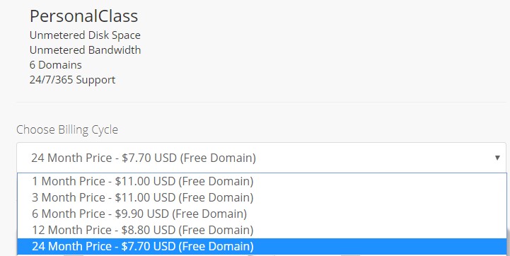 Arvixe pricing details