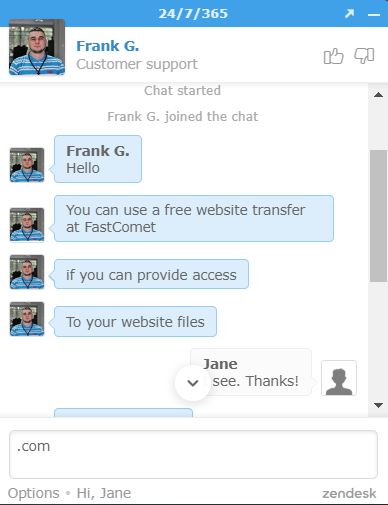 FastComet Live Chat support