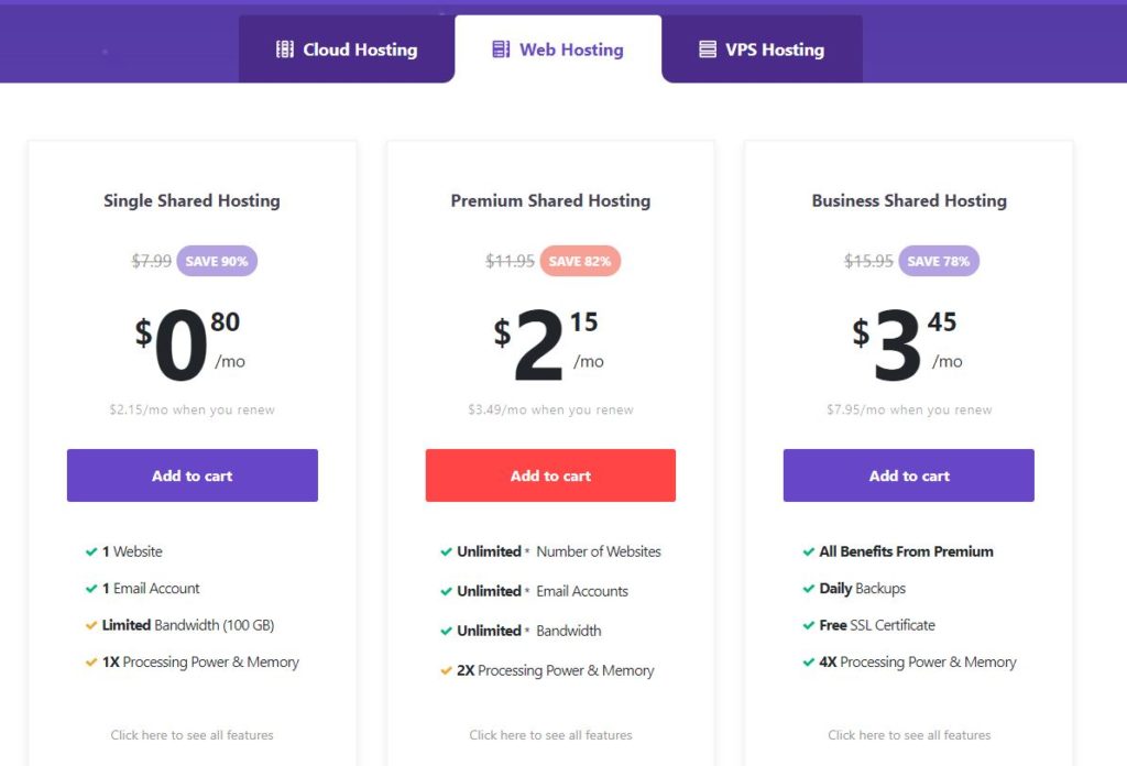 Hostinger pricing and plans
