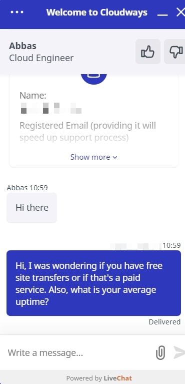 Cloudways support