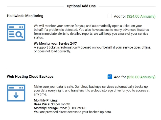 hostwind monitoring and backup