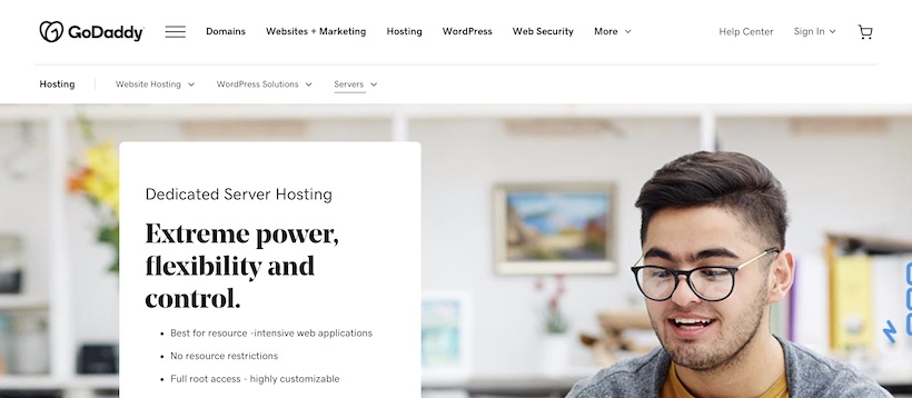 GoDaddy Dedicated Hosting Homepage
