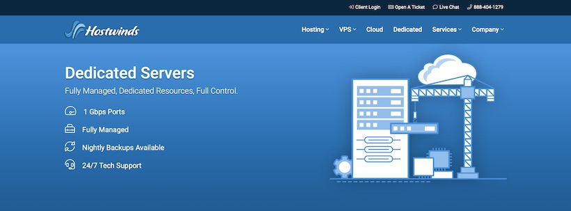 HostWinds Dedicated Hosting Homepage