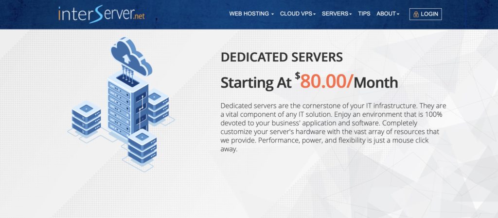 InterServer Dedicated Hosting Homepage