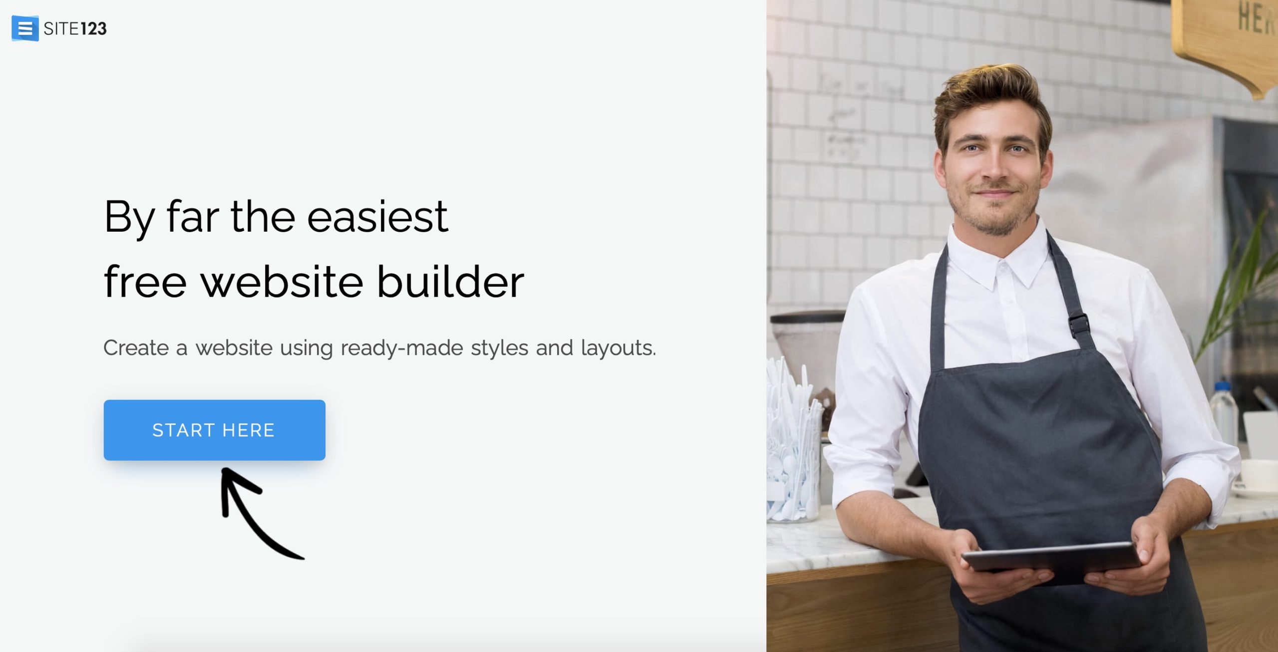SITE123 website builder homepage screenshot