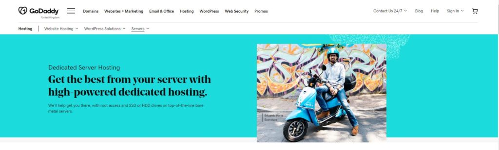 GoDaddy Dedicated Hosting Homepage