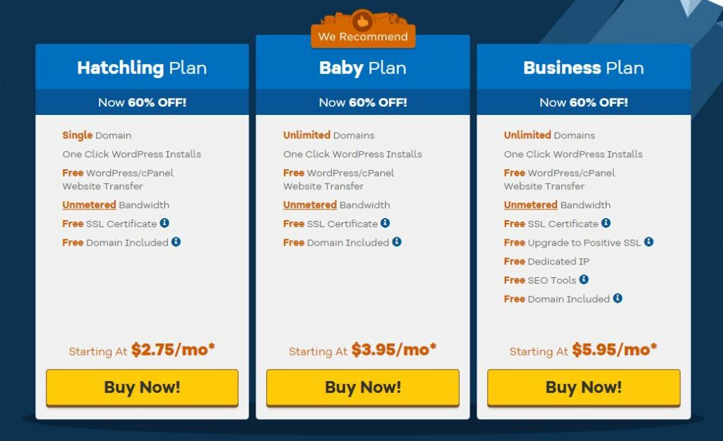 HostGator pricing plan August 2020