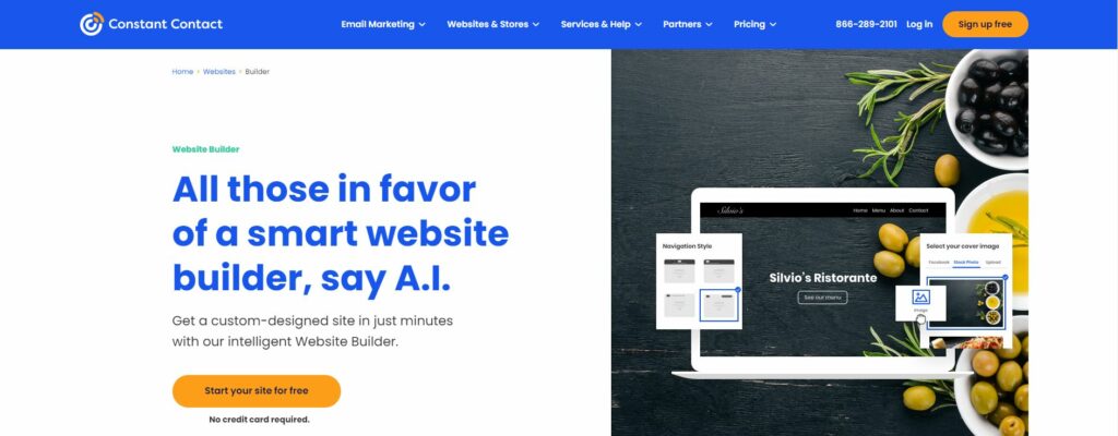 ConstantContact website builder landing page