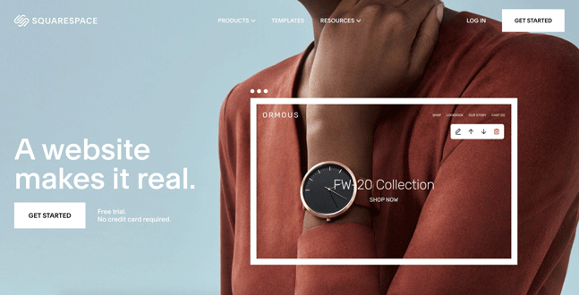Squarespace website builder homepage