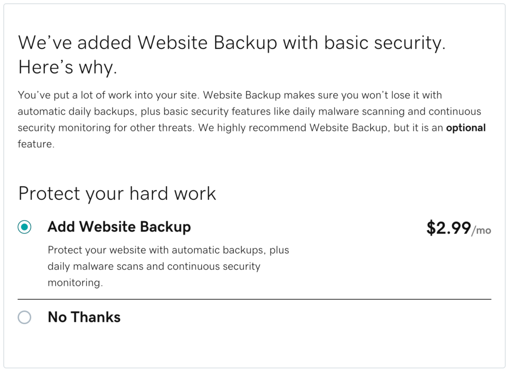 HostingFacts GoDaddy review website backup