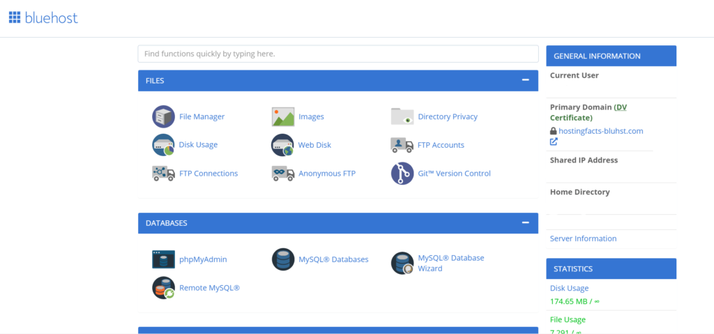 bluehost cpanel