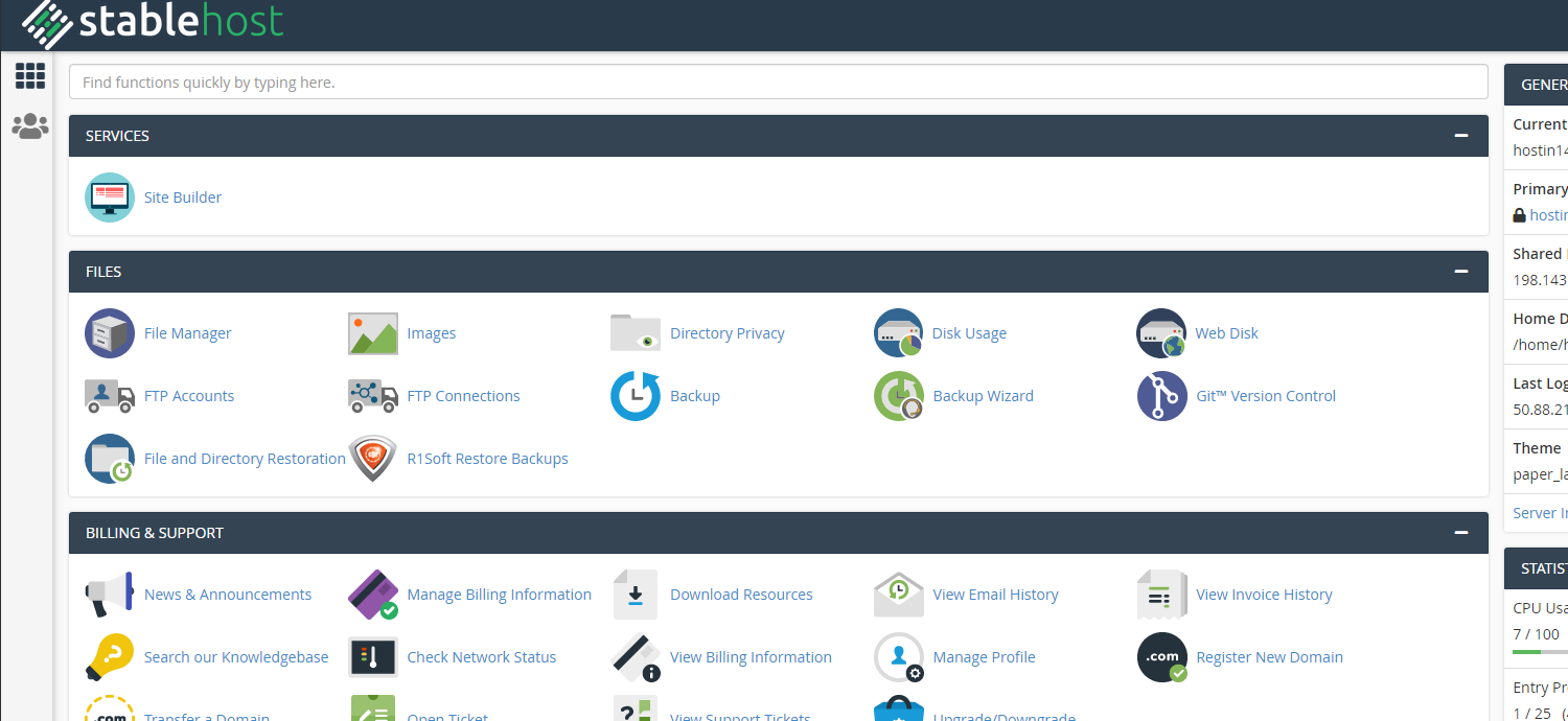 StableHost cPanel