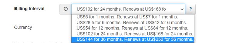 interserver billing interval